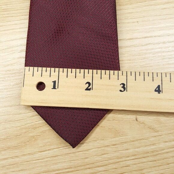 NICK GRAHAM Mens Neck Tie Burgundy Micro Dot Check Pointed Classic - Picture 4 of 5